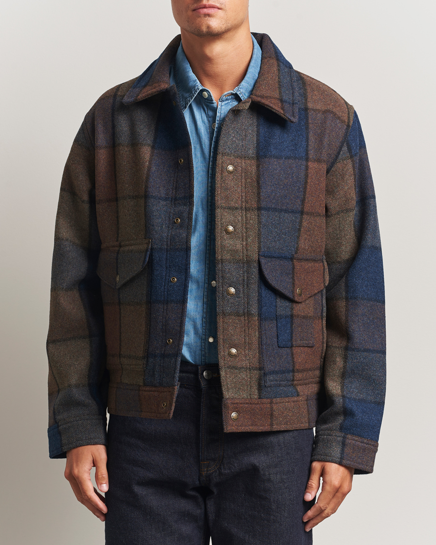 Herr | Jackor | Filson | Mackinaw Checked Wool Work Jacket Blue/Brown