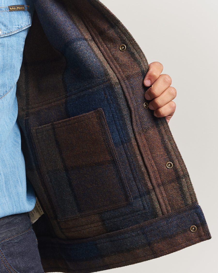 Herr | Jackor | Filson | Mackinaw Checked Wool Work Jacket Blue/Brown