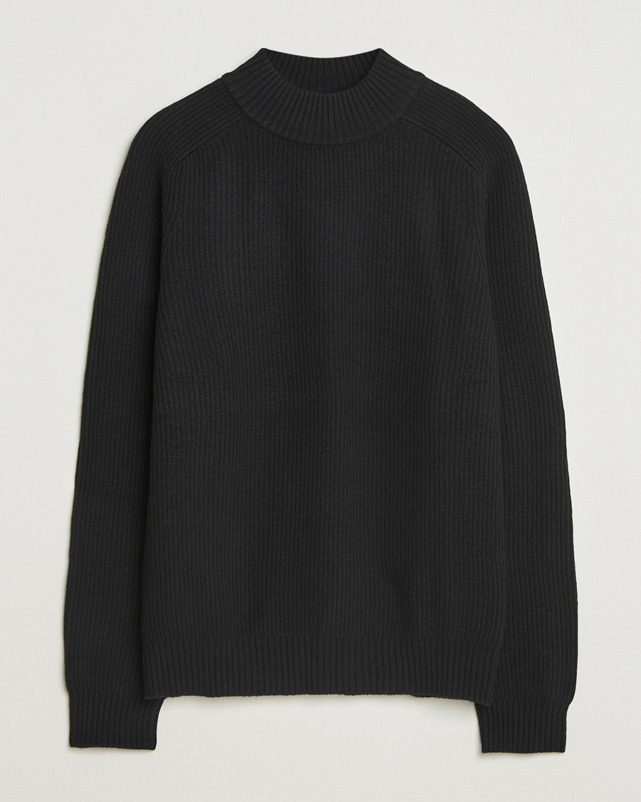Herr | Tröjor | Filippa K | Ribbed Wool Mockneck Sweater Black