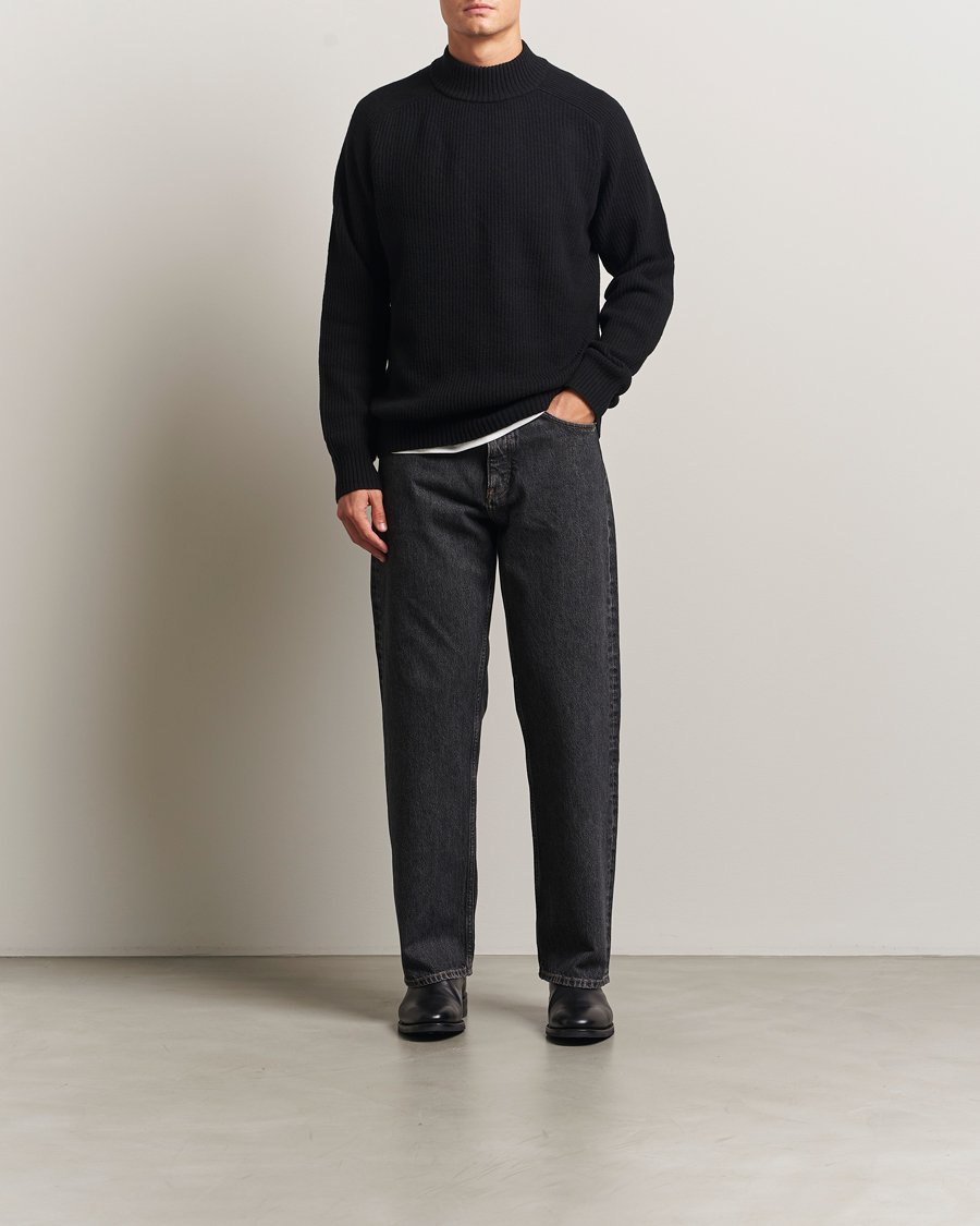 Herr | Tröjor | Filippa K | Ribbed Wool Mockneck Sweater Black