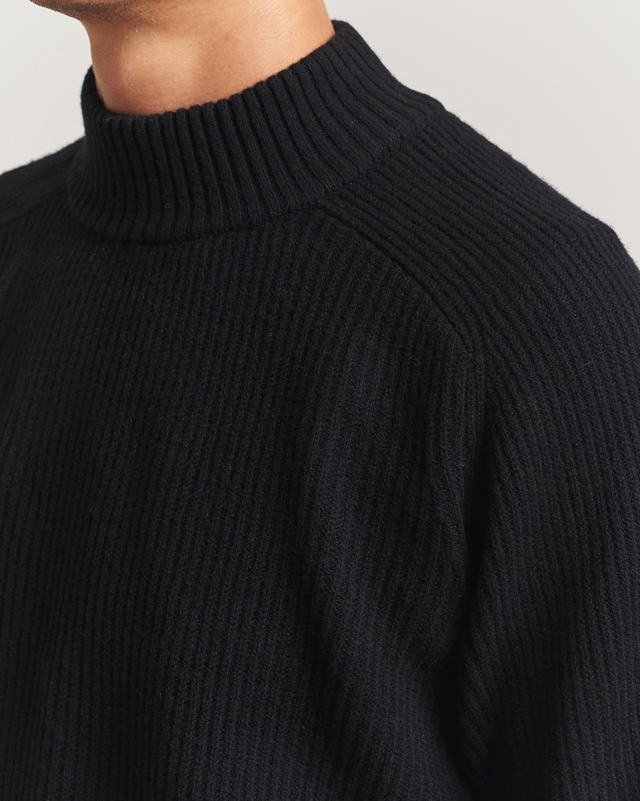 Herr | Tröjor | Filippa K | Ribbed Wool Mockneck Sweater Black