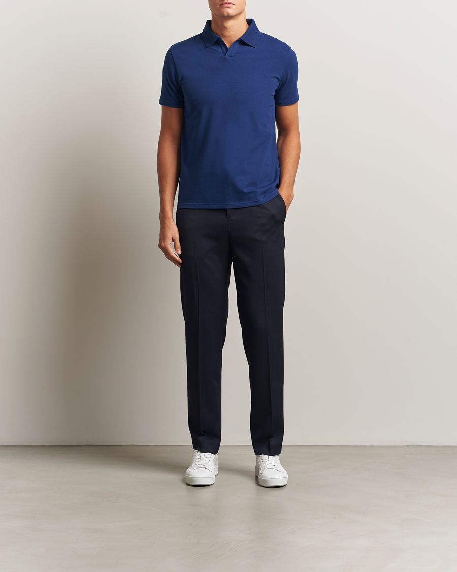Herr | Pikéer | Filippa K | Soft Lycra Polo T-Shirt Royal Navy