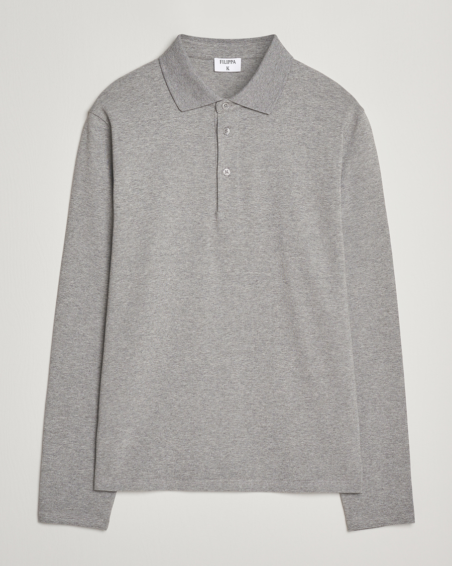 Herr | Pikéer | Filippa K | Luke Lycra Polo Shirt Mid Grey Melange