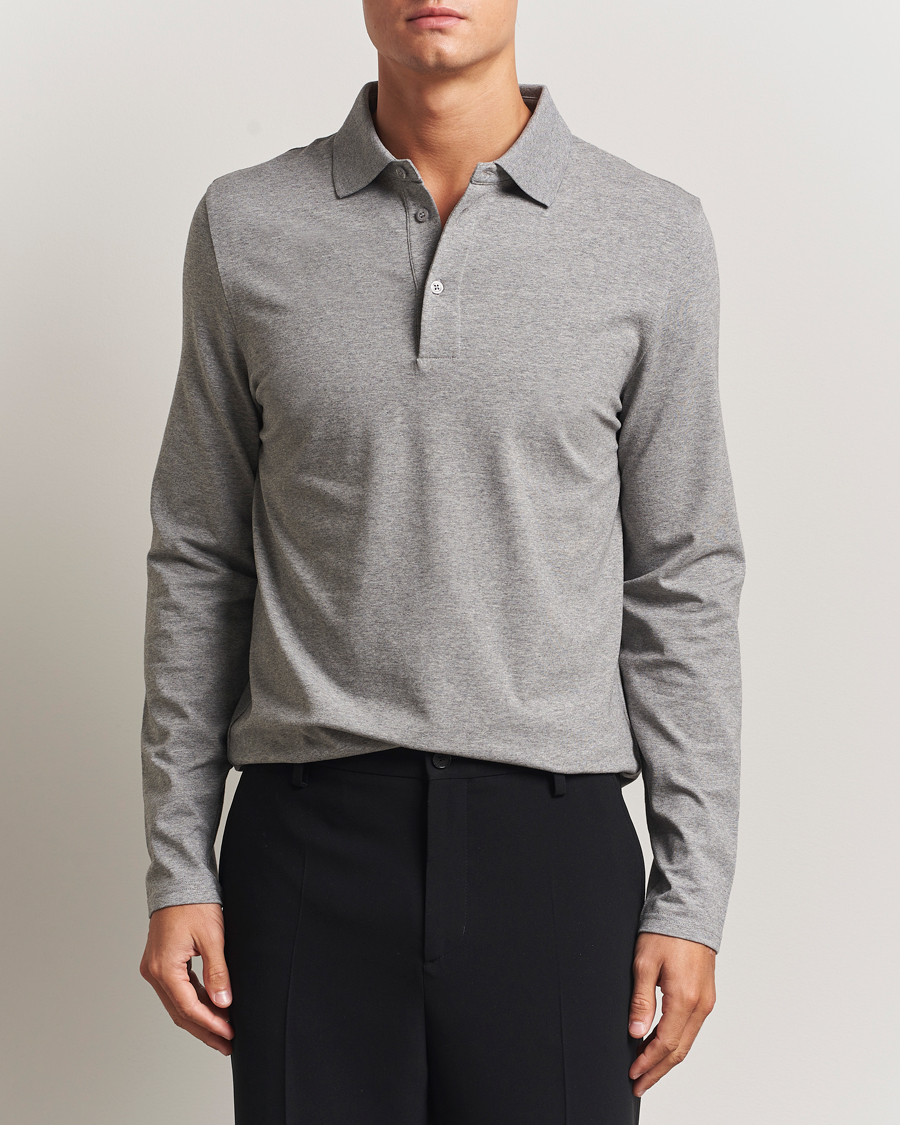 Herr | Pikéer | Filippa K | Luke Lycra Polo Shirt Mid Grey Melange