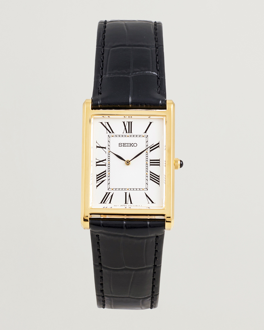 Herr | Seiko Quartz Gold Leather 28mm White Dial | Seiko | Quartz Gold Leather 28mm White Dial