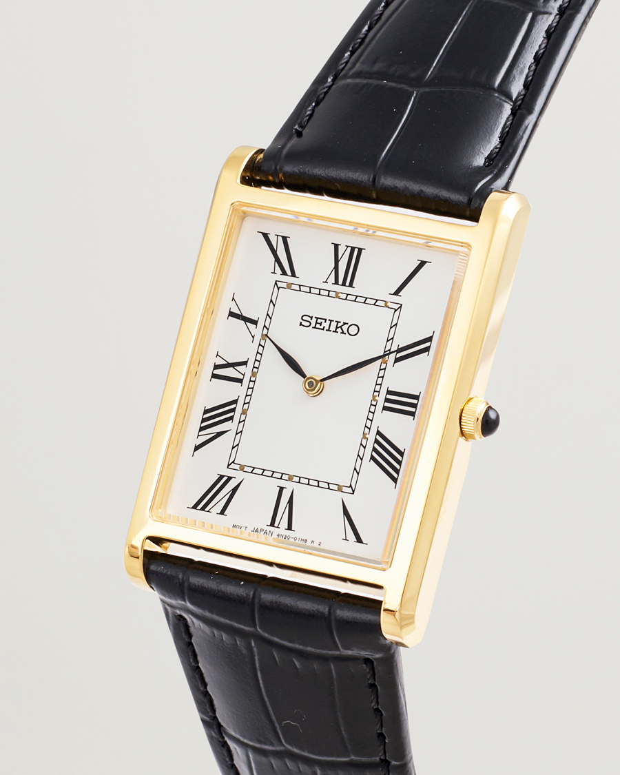 Herr | Seiko Quartz Gold Leather 28mm White Dial | Seiko | Quartz Gold Leather 28mm White Dial