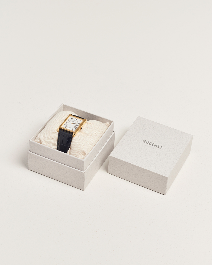 Herr | Seiko Quartz Gold Leather 28mm White Dial | Seiko | Quartz Gold Leather 28mm White Dial