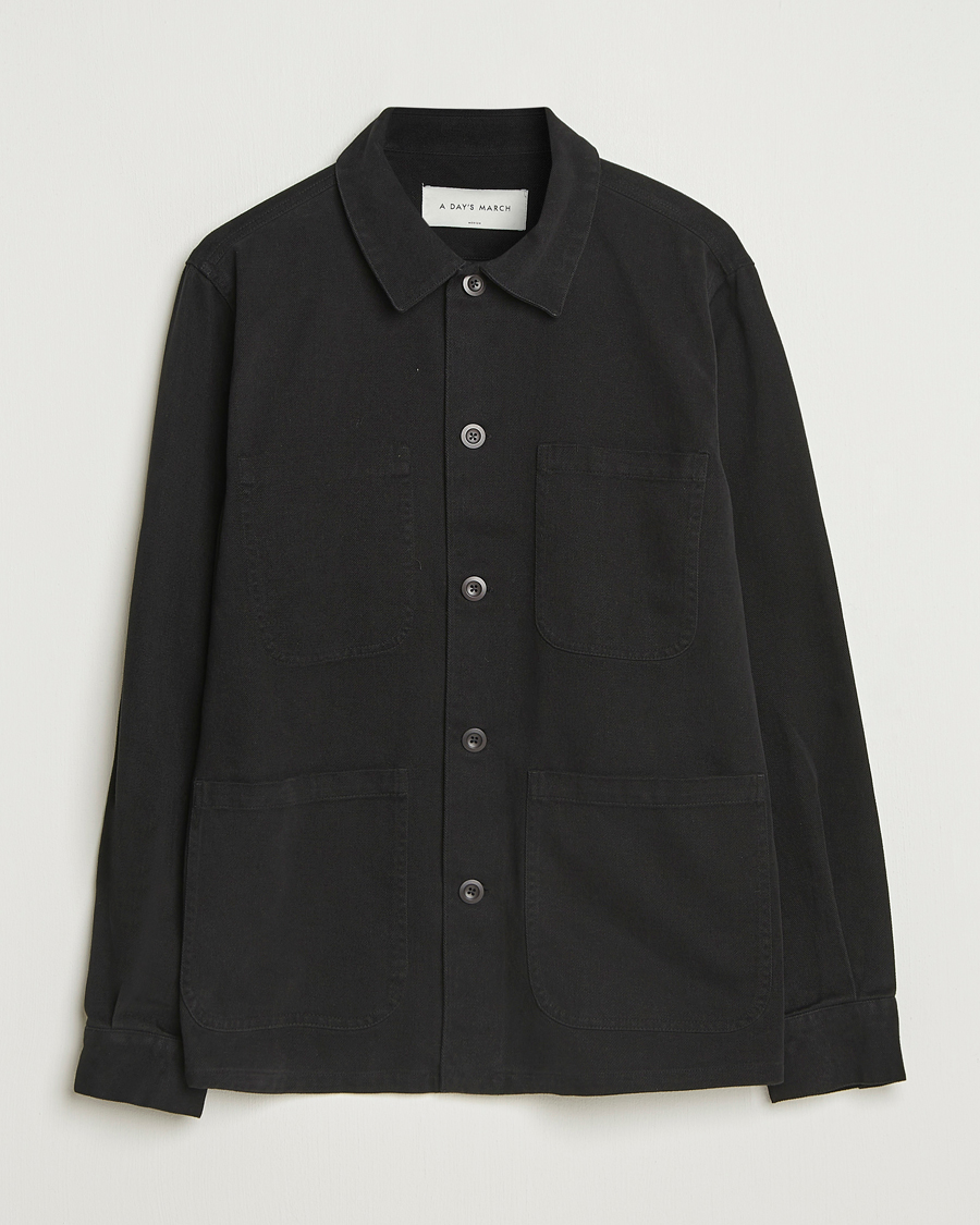 Herr | Skjortor | A Day's March | Algot Cotton Lyocell Overshirt Black
