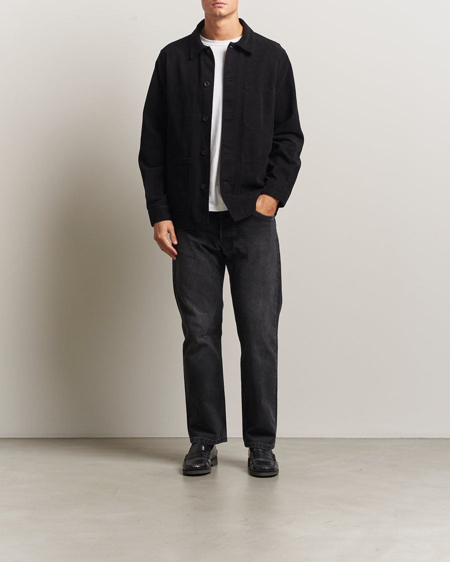 Herr | Skjortor | A Day's March | Algot Cotton Lyocell Overshirt Black