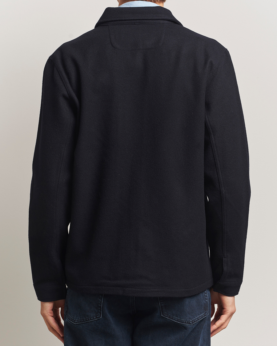 Herr | Skjortor | A Day's March | Fraser Wool Zip Overshirt Navy