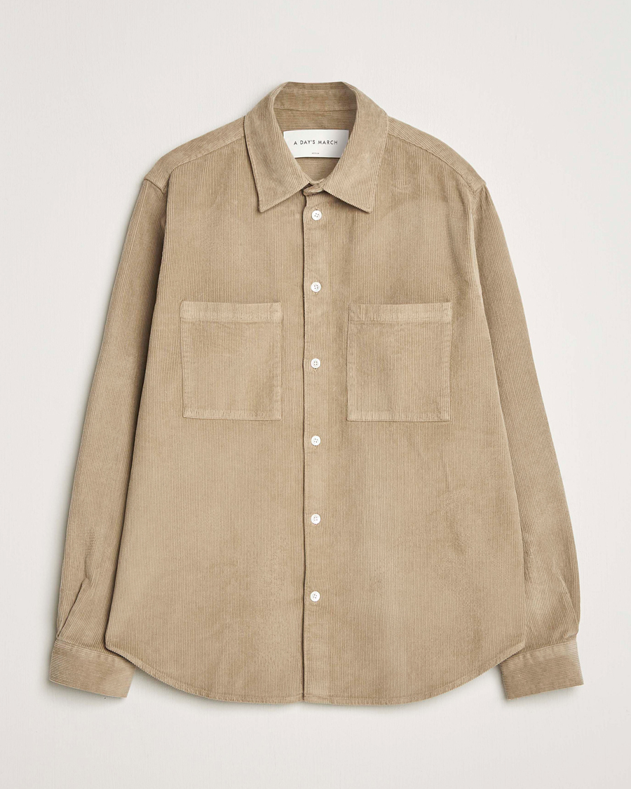 Herr | Skjortor | A Day's March | Rupert Cord Shirt Greige