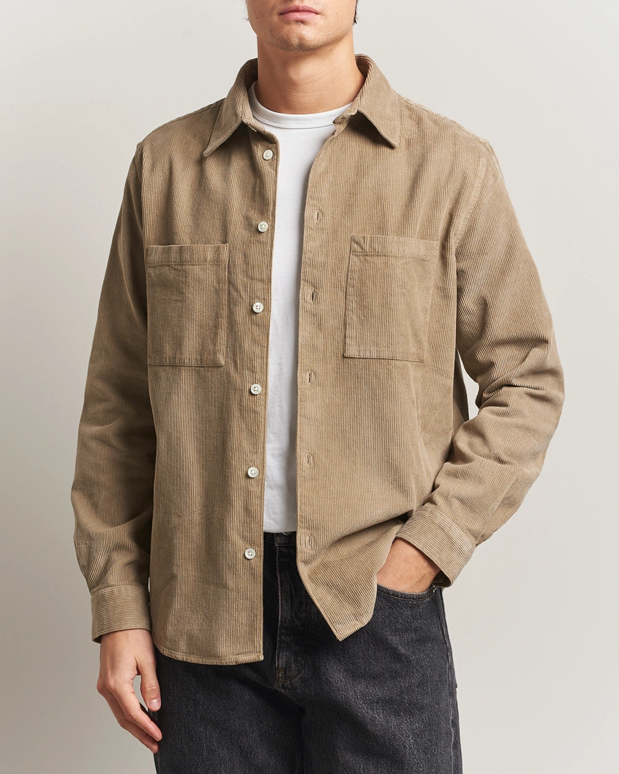 Herr | Skjortor | A Day's March | Rupert Cord Shirt Greige