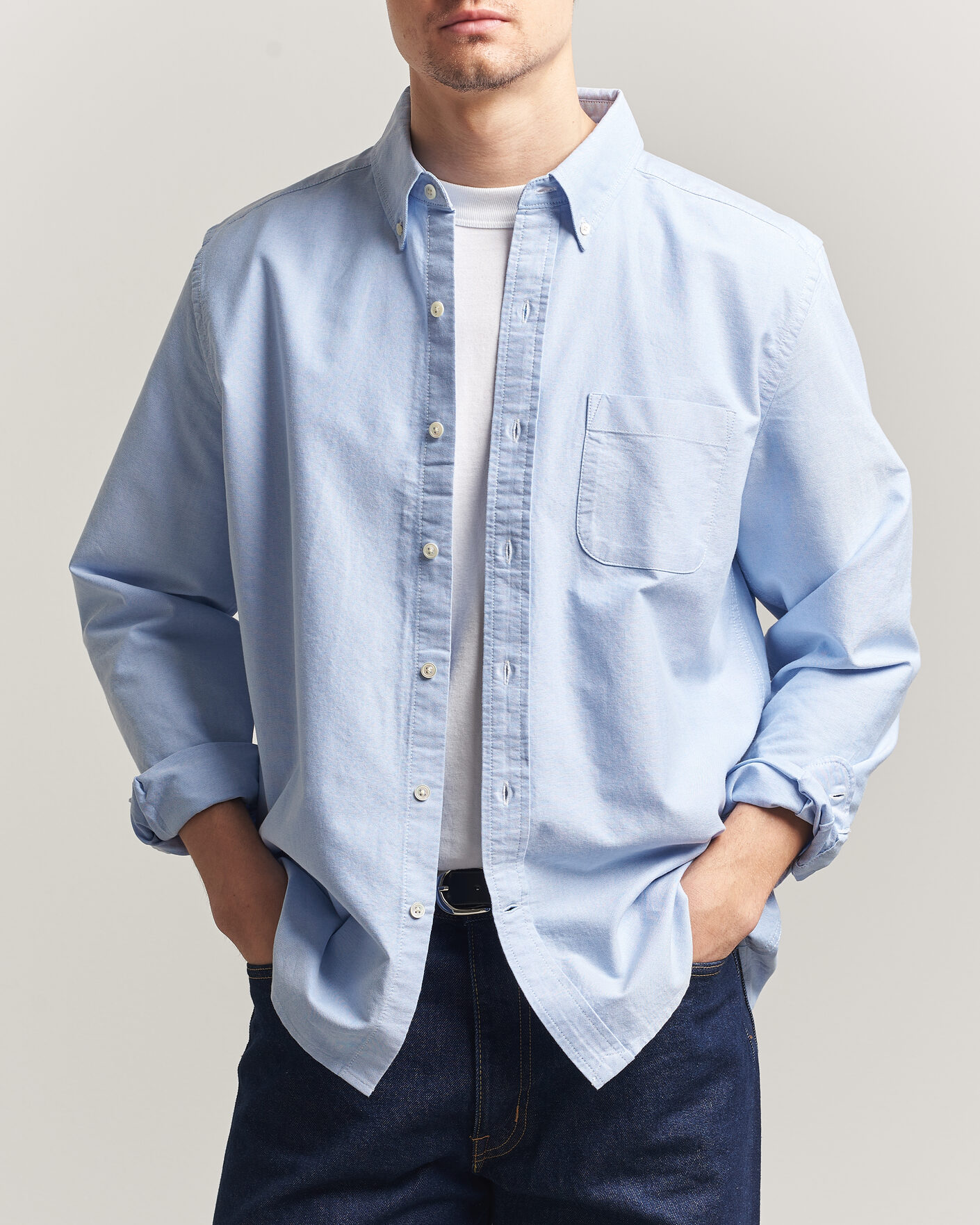 Herr | Skjortor | A Day's March | Classic Oxford Shirt Light Blue