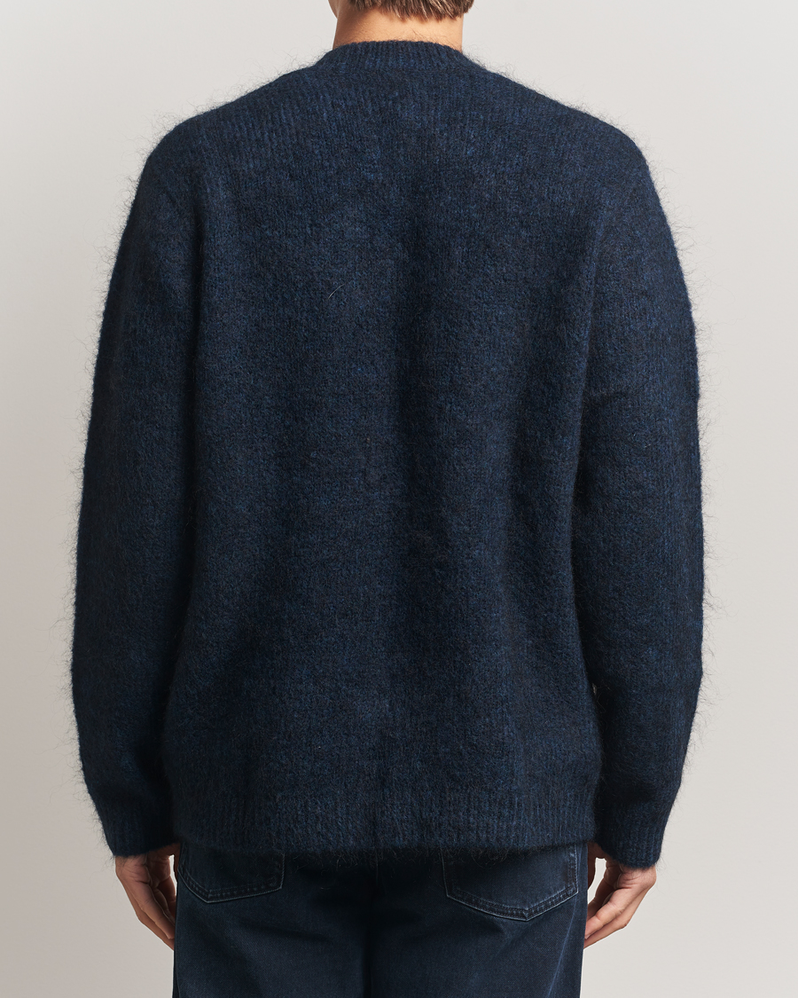 Herr | Tröjor | A Day's March | Jarrow Mohair Cardigan Indigo Blue