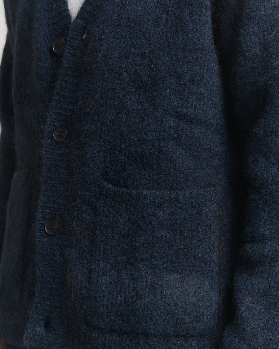 Herr | Tröjor | A Day's March | Jarrow Mohair Cardigan Indigo Blue