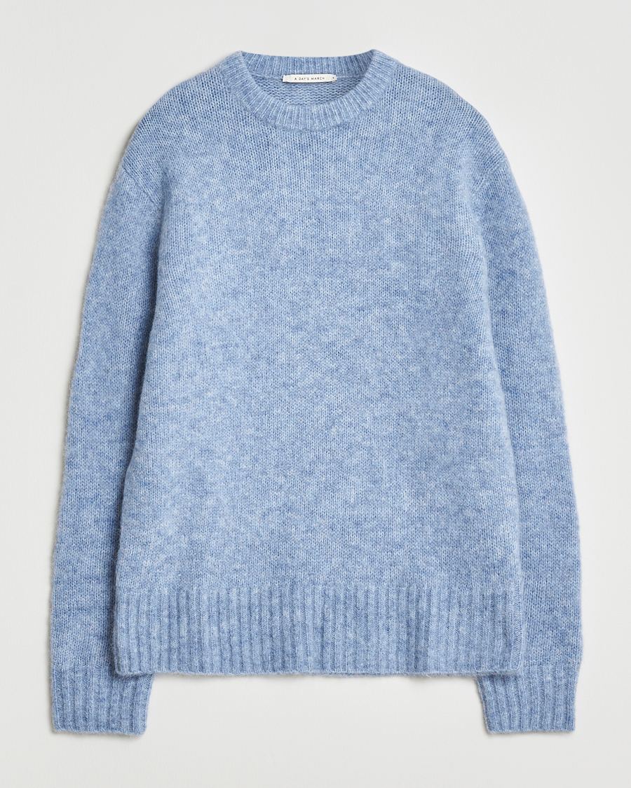 Herr | Tröjor | A Day's March | Tietar Mohair Sweater Light Blue