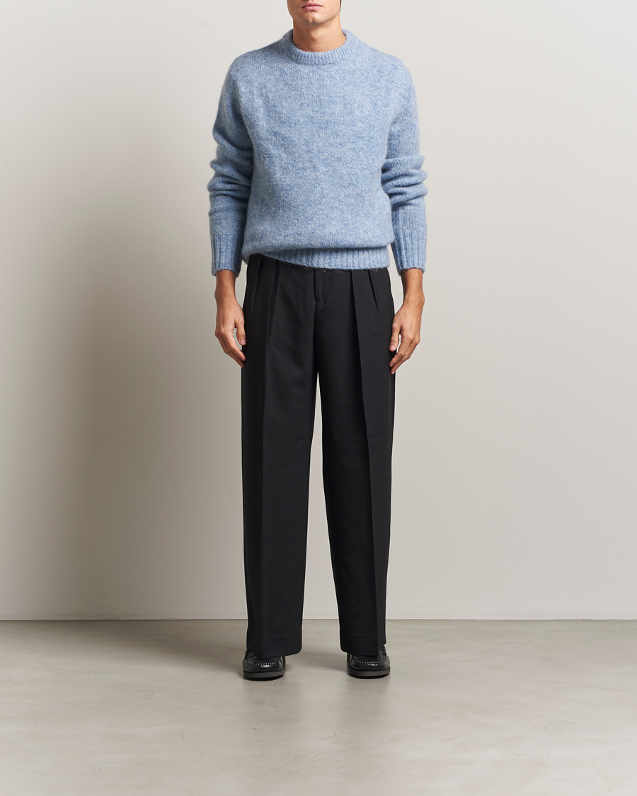 Herr | Tröjor | A Day's March | Tietar Mohair Sweater Light Blue