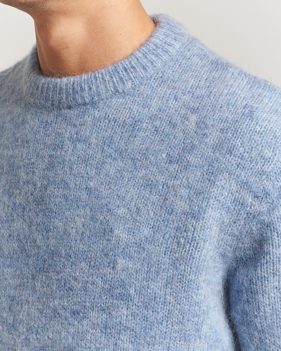 Herr | Tröjor | A Day's March | Tietar Mohair Sweater Light Blue