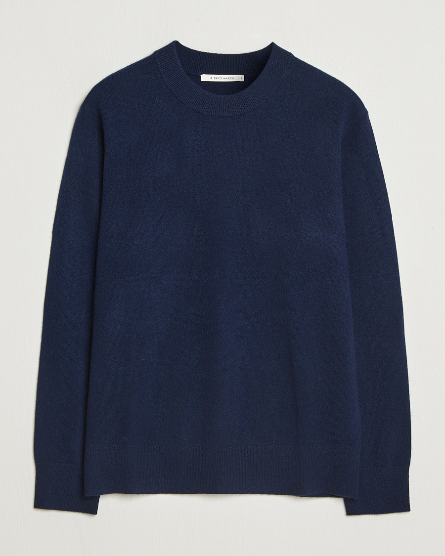 Herr | Tröjor | A Day's March | Marlow Cashmere Blend Sweater Navy