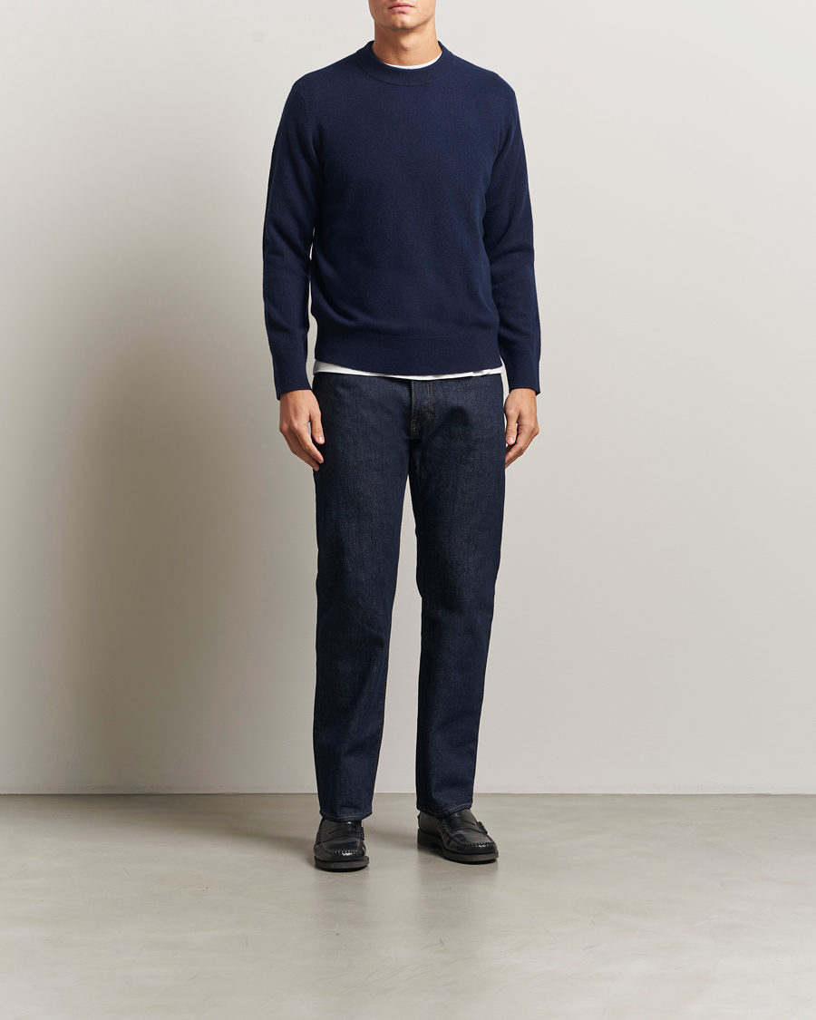Herr | Tröjor | A Day's March | Marlow Cashmere Blend Sweater Navy