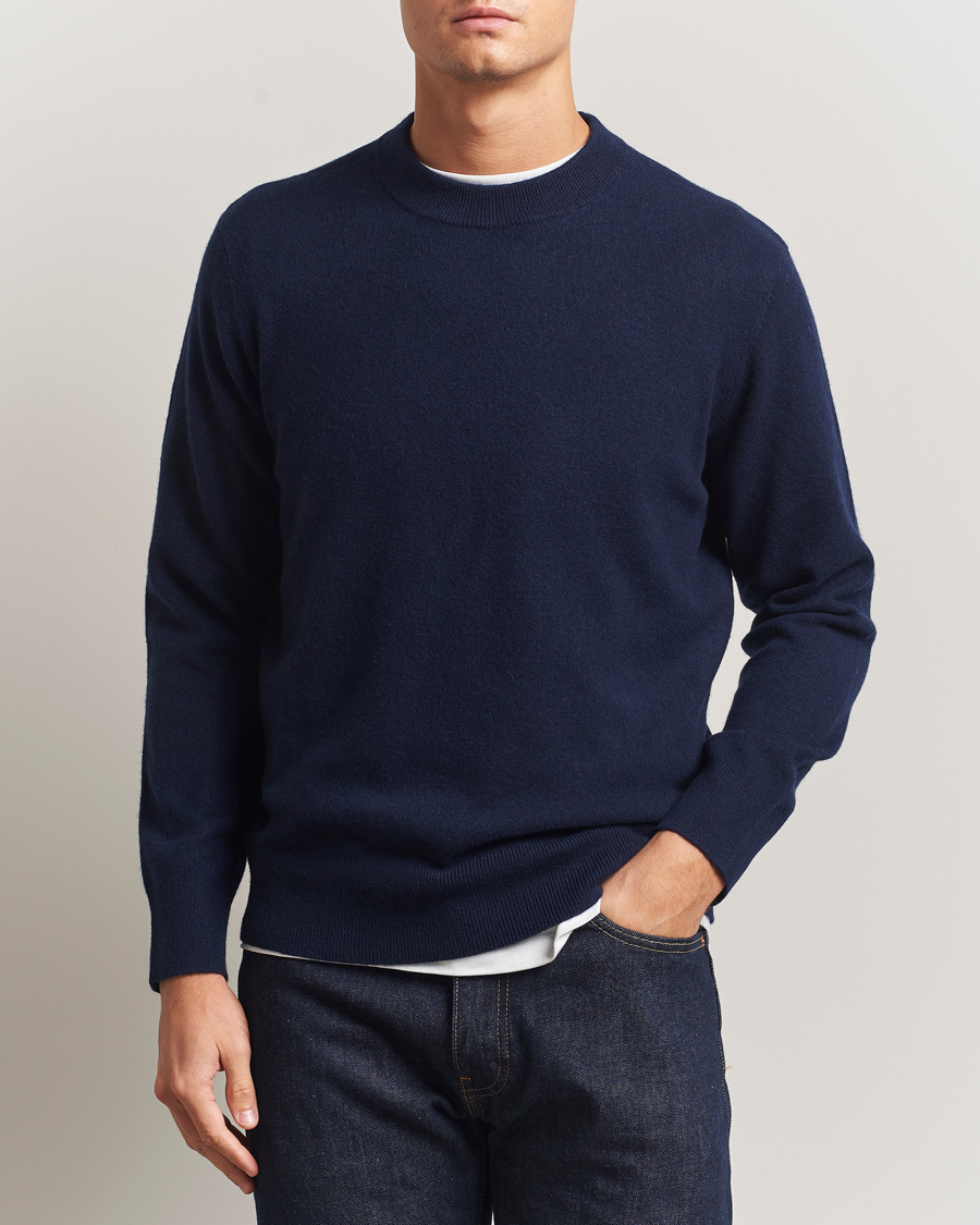Herr | Tröjor | A Day's March | Marlow Cashmere Blend Sweater Navy