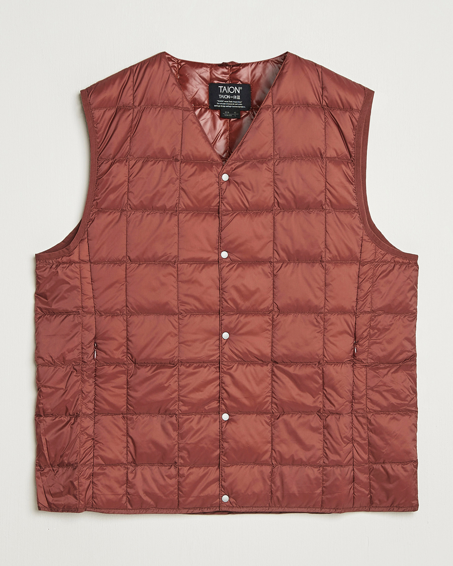 Herr | Jackor | TAION | V-Neck Lightweight Down Vest Dark Red