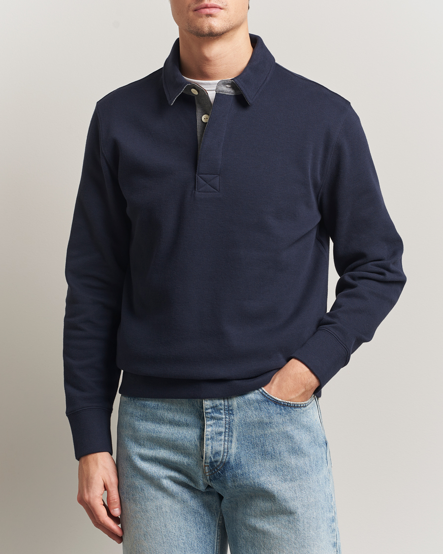 Herr | Pikéer | Gant | Light Sacker Rib Long Sleeve Polo Evening Blue