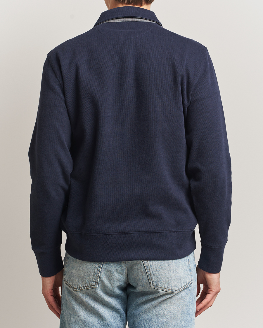 Herr | Pikéer | Gant | Light Sacker Rib Long Sleeve Polo Evening Blue