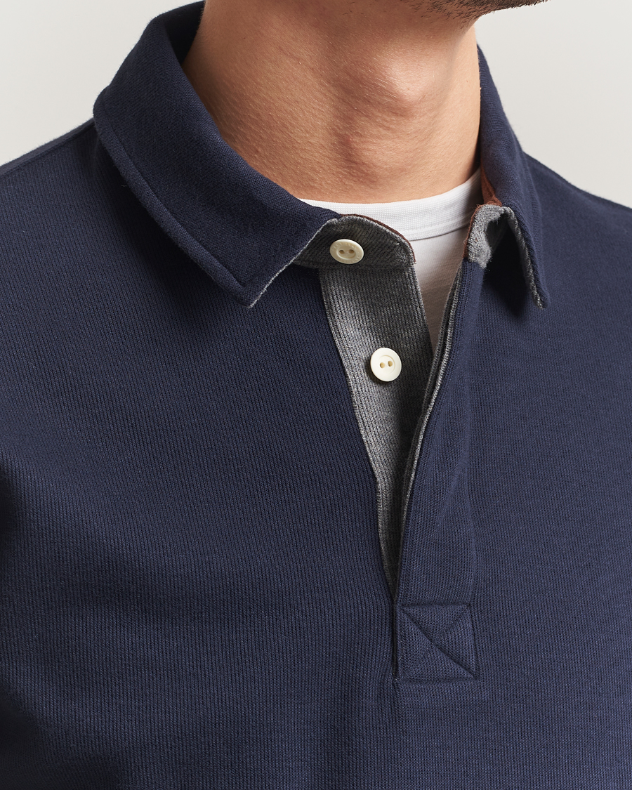 Herr | Pikéer | Gant | Light Sacker Rib Long Sleeve Polo Evening Blue
