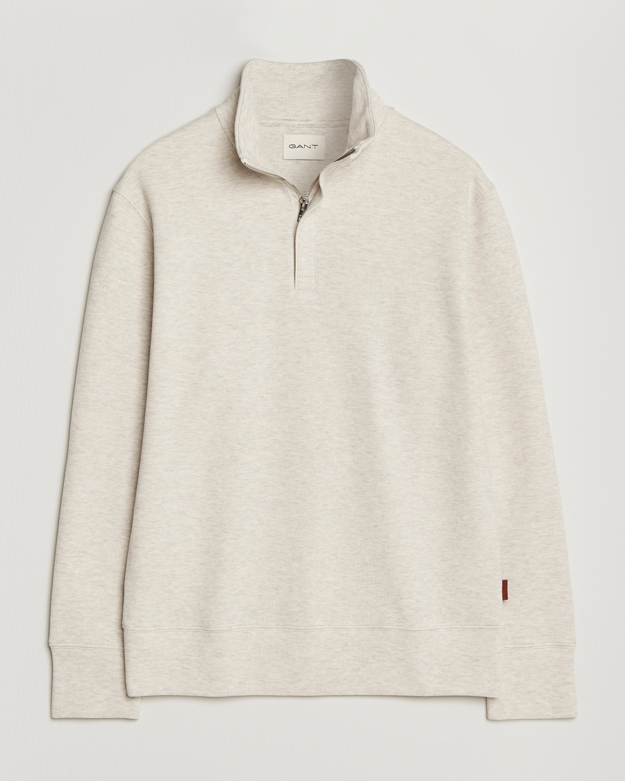 Herr | Tröjor | Gant | Light Sacker Rib Half Zip Seed Melange