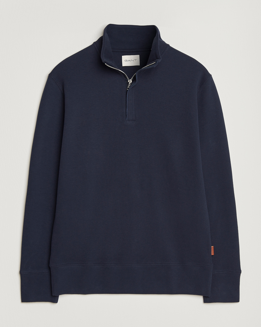 Herr | Tröjor | Gant | Light Sacker Rib Half Zip Evening Blue