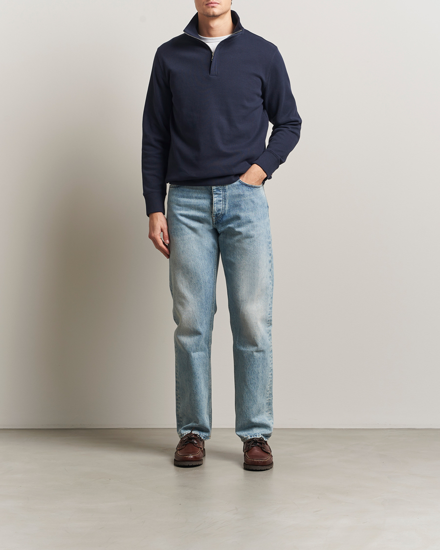 Herr | Tröjor | Gant | Light Sacker Rib Half Zip Evening Blue