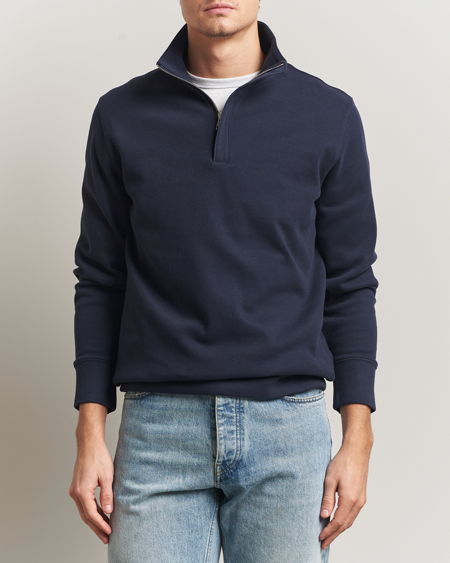 Herr | Tröjor | Gant | Light Sacker Rib Half Zip Evening Blue