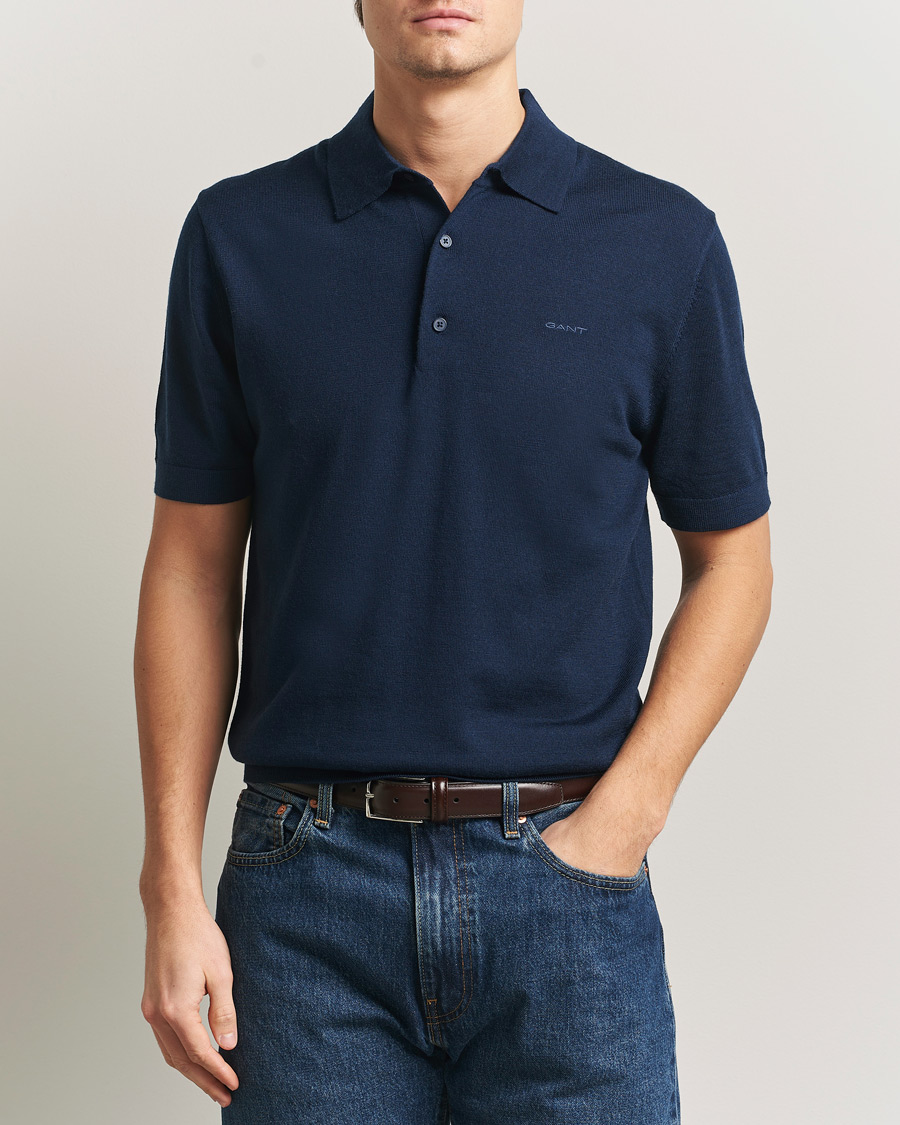 Herr | Pikéer | GANT | Extrafine Merino Polo Marine