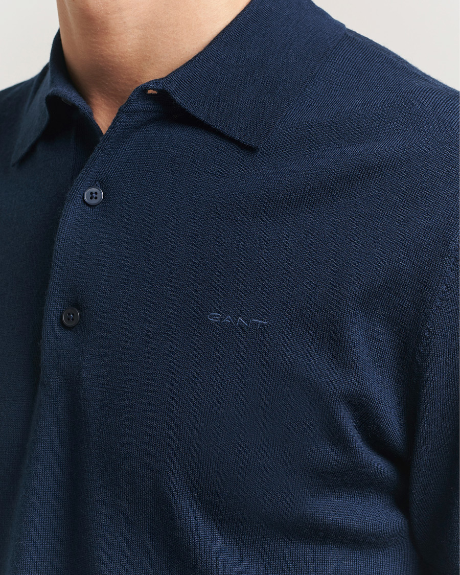Herr | Pikéer | GANT | Extrafine Merino Polo Marine