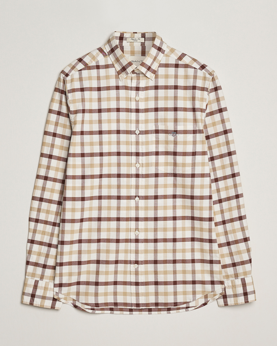 Herr | Skjortor | Gant | Regular Fit Oxford Checked Shirt Mahogany Brown