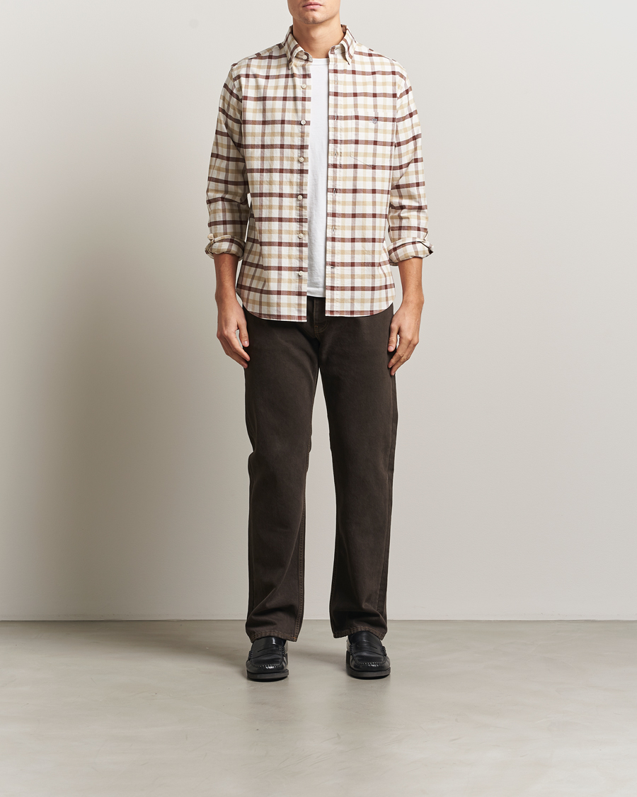 Herr | Skjortor | Gant | Regular Fit Oxford Checked Shirt Mahogany Brown