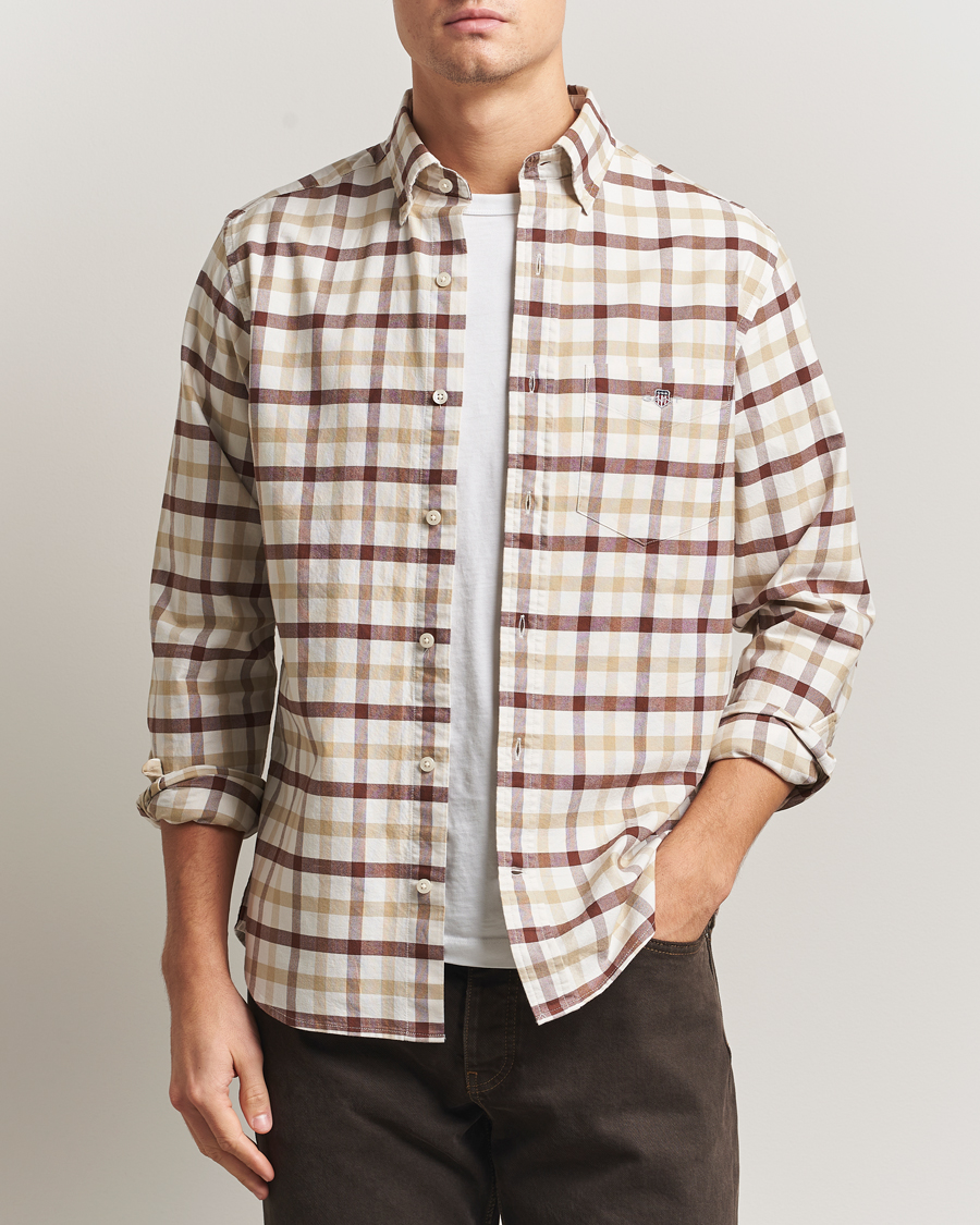 Herr | Skjortor | Gant | Regular Fit Oxford Checked Shirt Mahogany Brown