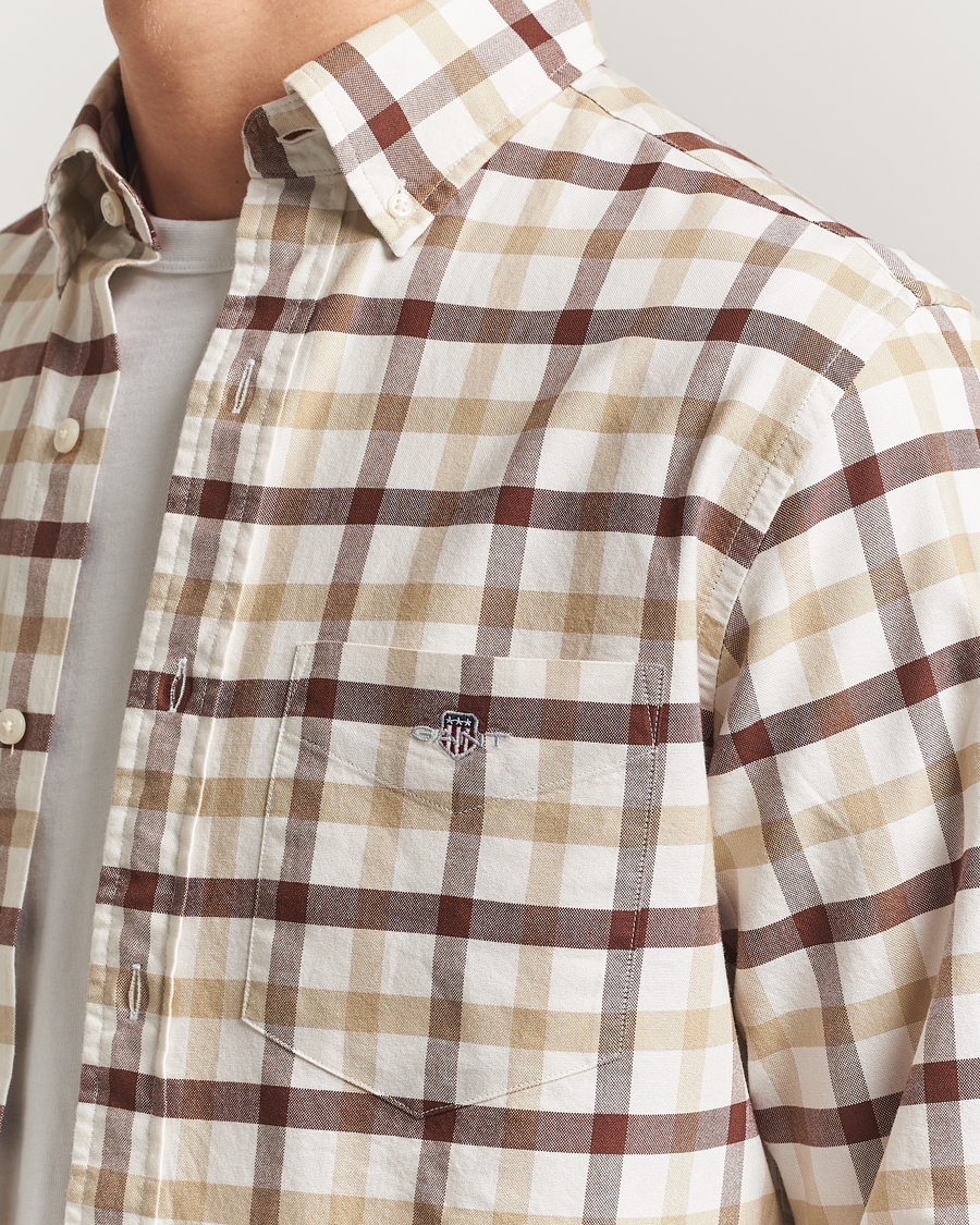 Herr | Skjortor | Gant | Regular Fit Oxford Checked Shirt Mahogany Brown