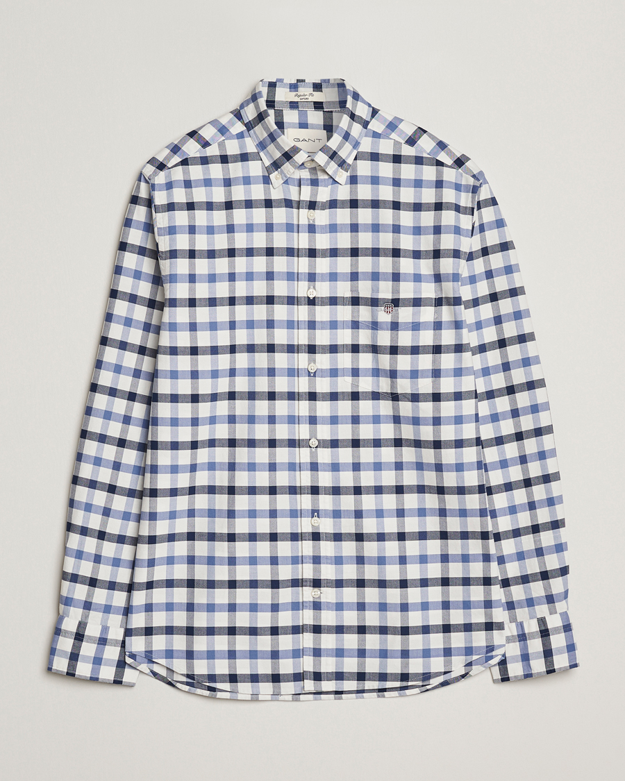 Herr | Skjortor | GANT | Regular Fit Oxford Checked Shirt Greyish Blue