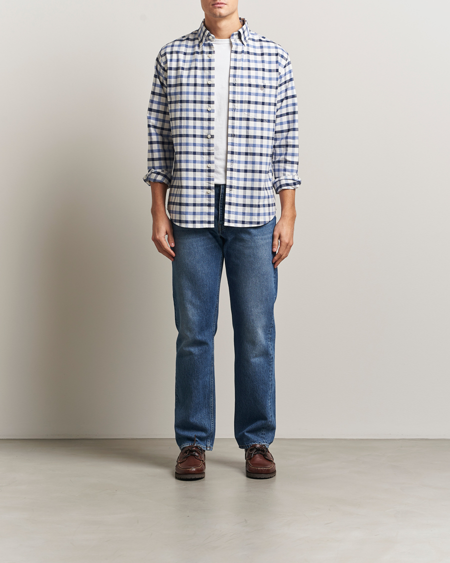 Herr | Skjortor | GANT | Regular Fit Oxford Checked Shirt Greyish Blue