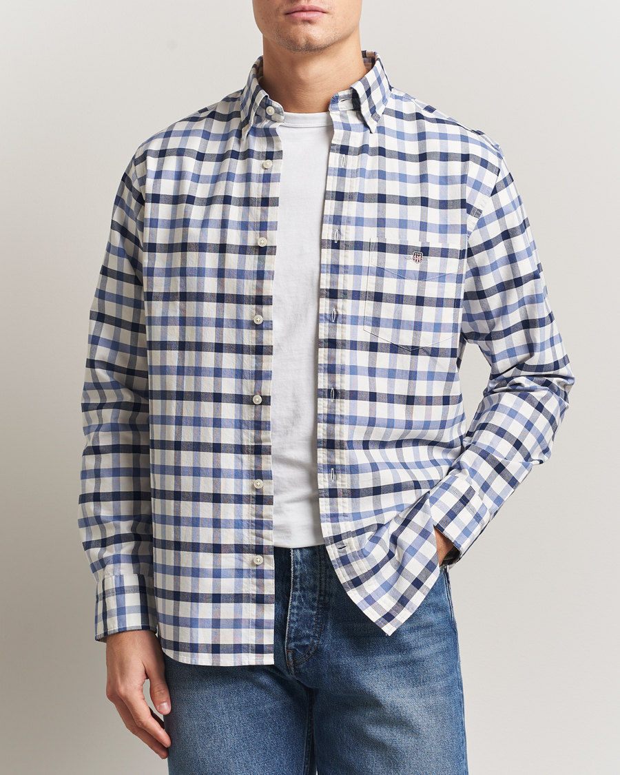 Herr | Skjortor | Gant | Regular Fit Oxford Checked Shirt Greyish Blue