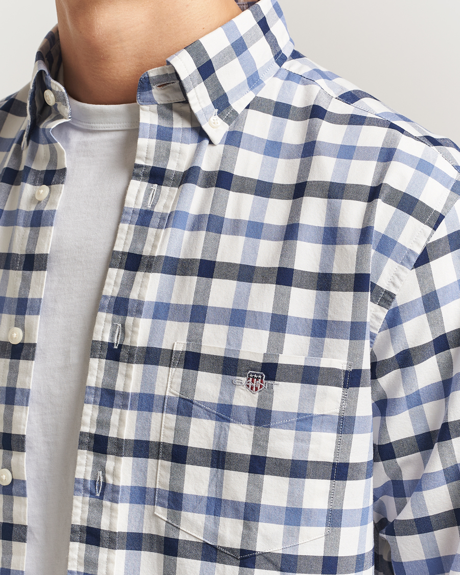 Herr | Skjortor | GANT | Regular Fit Oxford Checked Shirt Greyish Blue