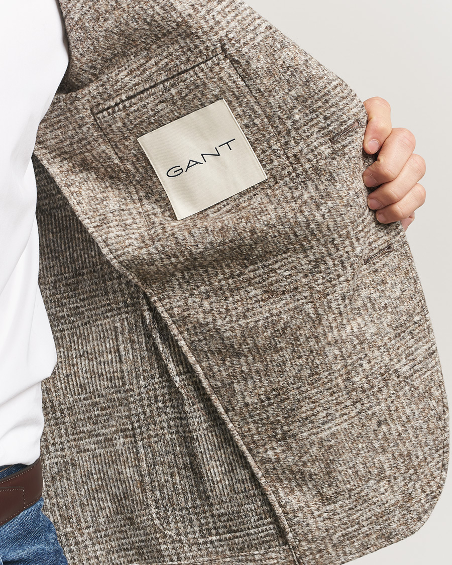 Herr | Kavajer | Gant | Wool Checked Blazer Seed Melange