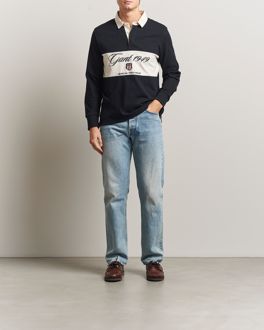 Herr | Tröjor | Gant | Blocked Logo Heavy Rugger Black