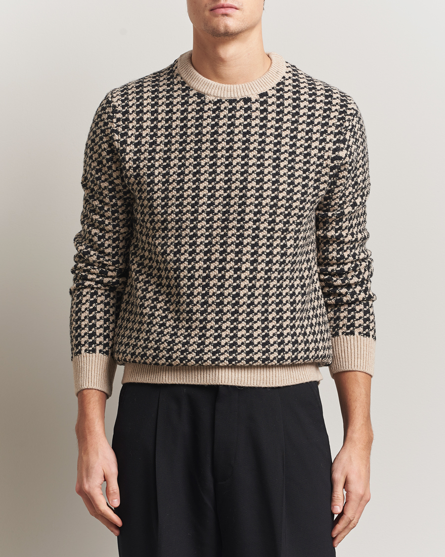 Herr | Tröjor | GANT | Two Tone Textured Knitted Crew Neck Charcoal