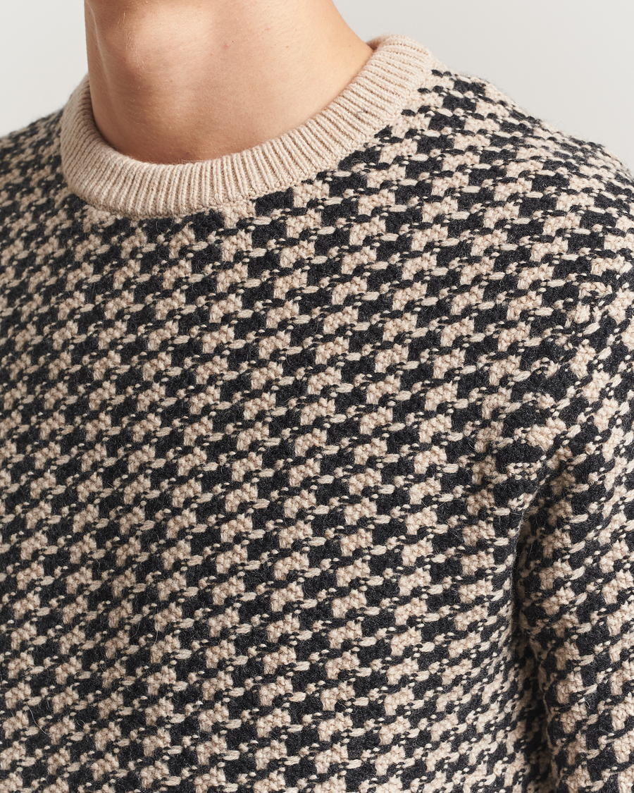 Herr | Tröjor | GANT | Two Tone Textured Knitted Crew Neck Charcoal