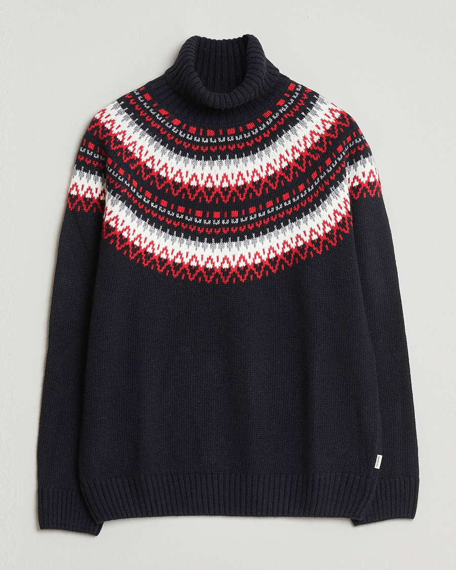 Herr | Tröjor | Gant | Fairisle Knitted Turtleneck Black