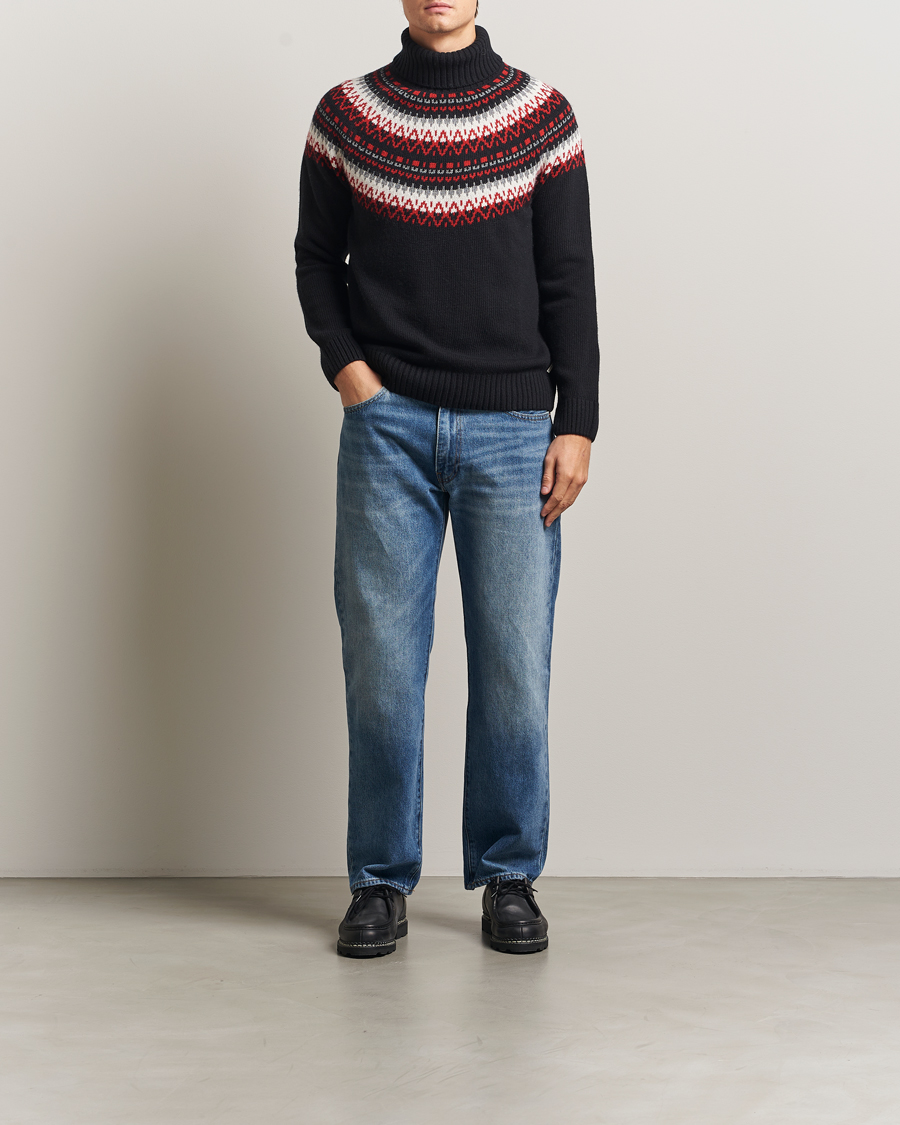 Herr | Tröjor | Gant | Fairisle Knitted Turtleneck Black