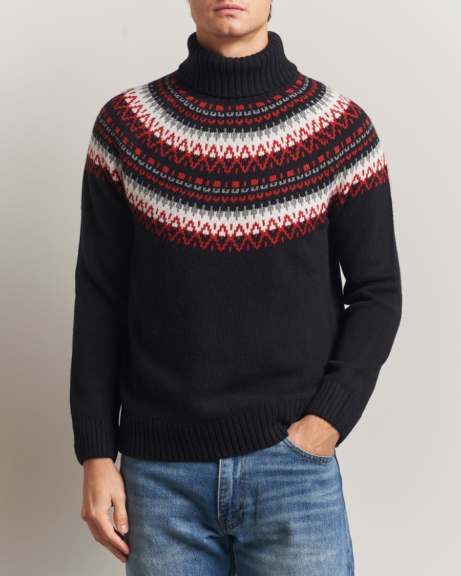 Herr | Tröjor | GANT | Fairisle Knitted Turtleneck Black